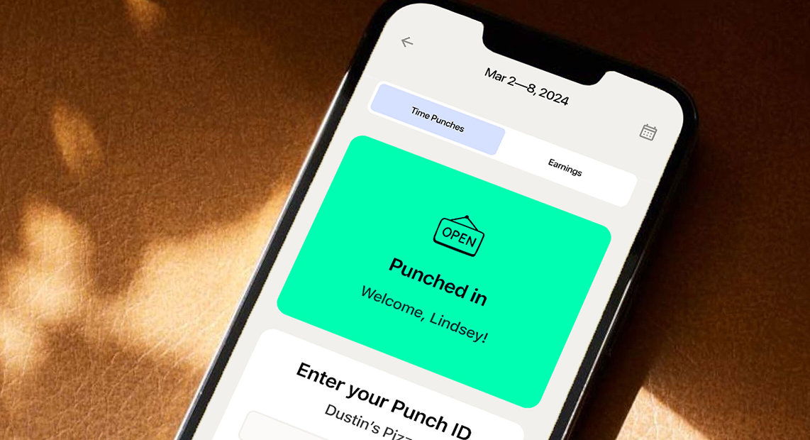 Ipad showing Dustin's Pizza schedule