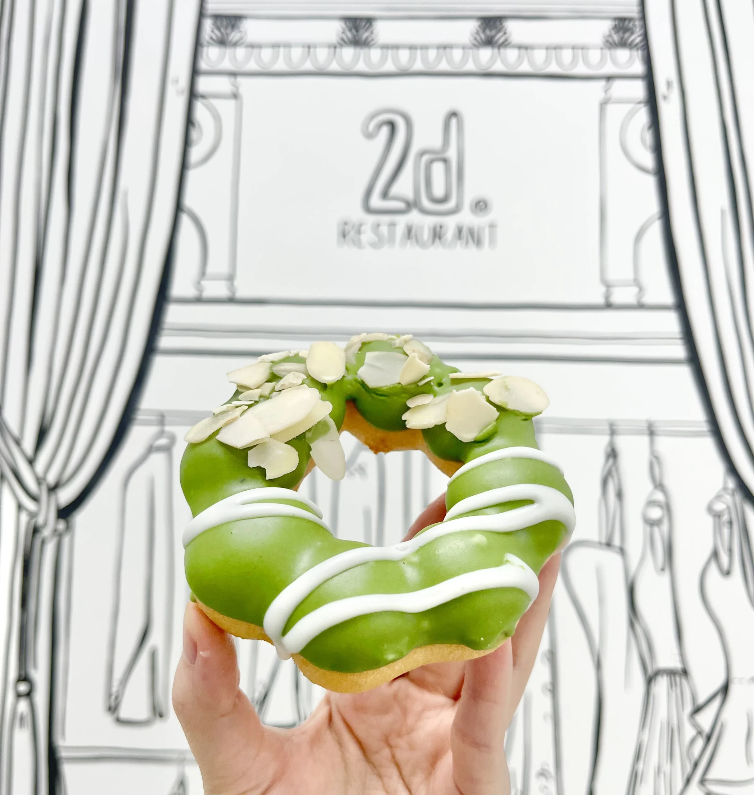 2d Restaurant green mochi donut.